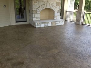 stamped concrete fire place